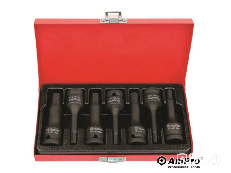 2 st. 7-pack 1/2 tum, Dr. Impact star socket set, AmPro