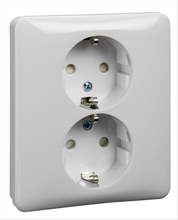 (NY) 10 st. Exxact 2-V vägguttag Schneider electric, jord vit