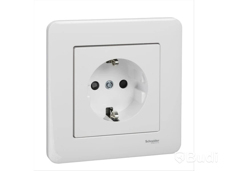 10 st. EXXACT 1-V VÄGGUTTAG JORD VIT, SCHNEIDER ELECTRIC