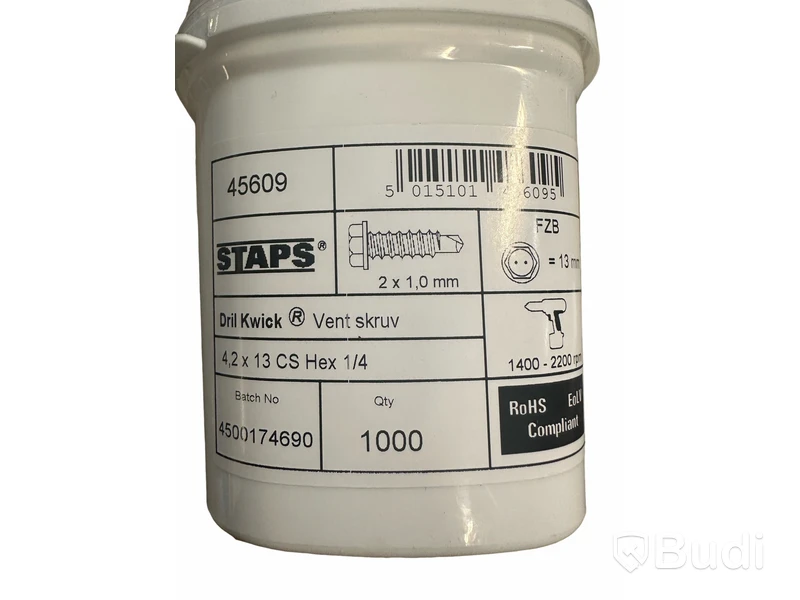 12 st. Skruv Emhart Drill kwick Vent, 2x1.0mm, 1000-pack. Totalt ord. pris inkl. moms: ca 3600kr