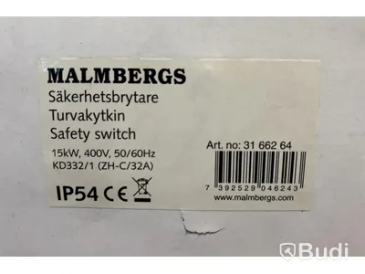3 st. Säkerhetsbrytare, Malmbergs, IP54, Totalt ord. pris inkl. moms: ca 1200 kr