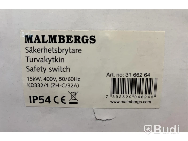 3 st. Säkerhetsbrytare, Malmbergs, IP54, Totalt ord. pris inkl. moms: ca 1200 kr