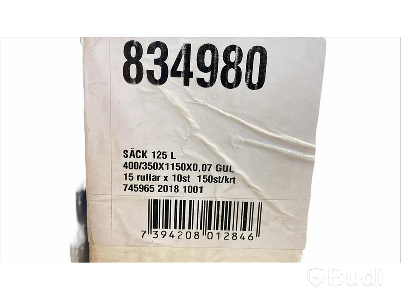 90 st. rullar Sopsäck Plast Risktvätt 125L. Totalt ord. pris inkl. moms: ca 7200 kr