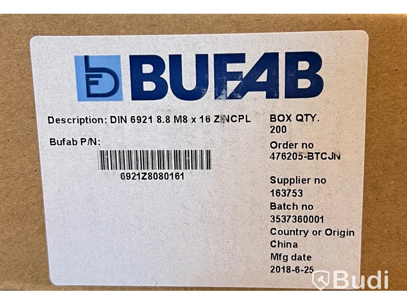 NY) 15 st. Sexkantsskruv, Bufab - 8,8 x 16mm, 200-pack, Totalt ord. pris inkl. moms: ca 7000 kr