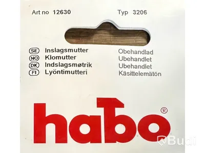 87 st. Inslagsmutter, Habo - 3206 (Obehandlad), 4-pack, Totalt ord. pris inkl. moms: ca 3480 kr
