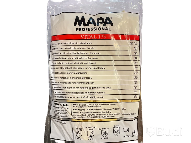 7 st. 10-pack. Naturgummihandskar stl 9 Mapa professional, Totalt ord. pris inkl. moms: ca 1750 kr