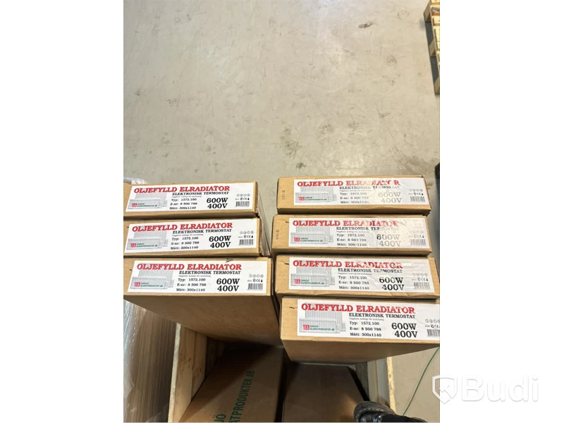 7 st. Gnosjö klimatprodukter Oljefylld Elradiator 1572-100. 200v 600W. H:300mm B:1140mm, Totalt ord. pris inkl. moms: ca 11.900 kr