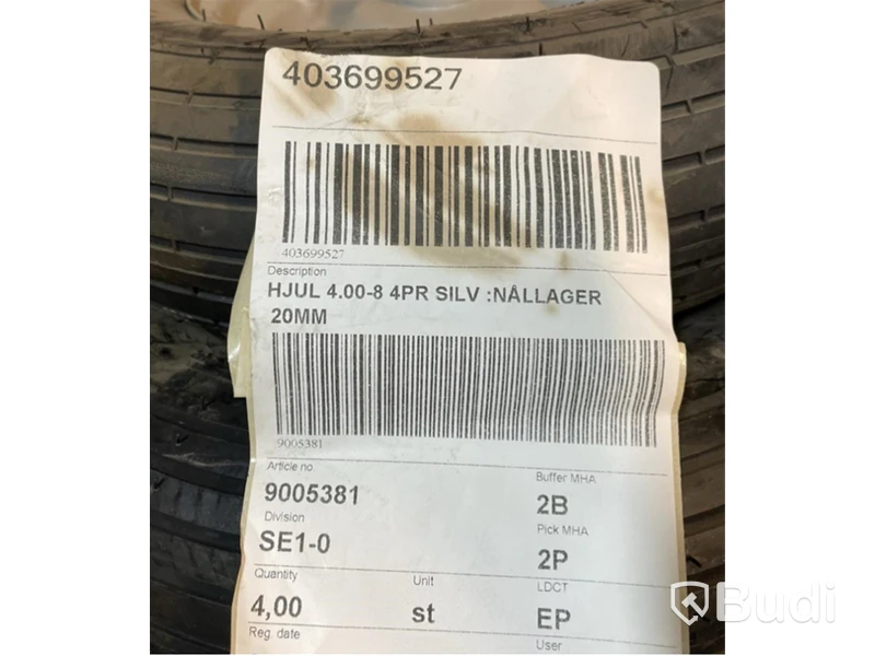 5 st. Hjul Nållager, 4.00-8 4PR silv.