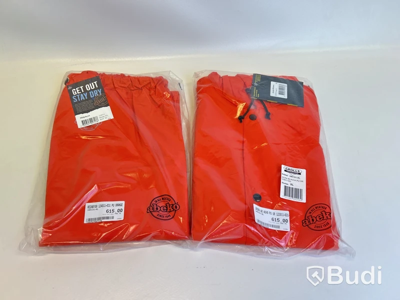 Regnjacka och regnbyxor Abeko, stl. XL, 123011 och 124011, orange