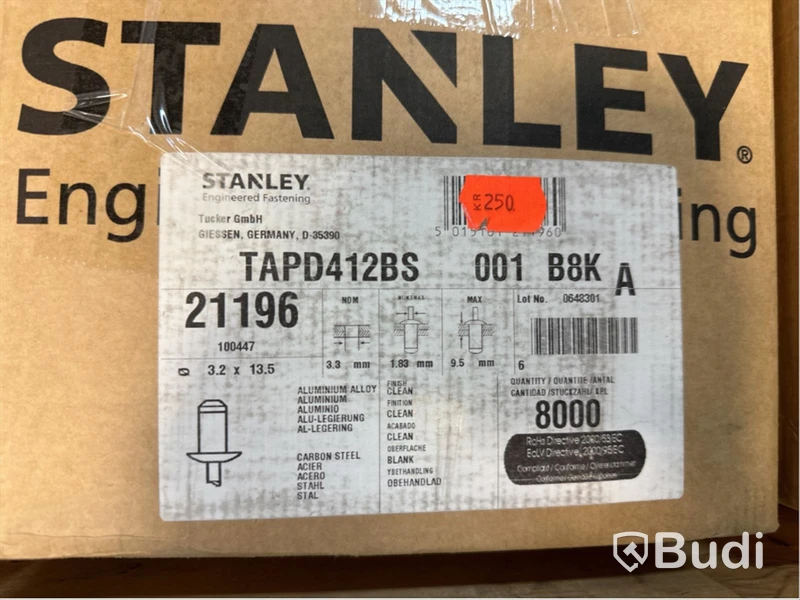 6 st. Förp. Blindnit/popnit Stanley, TAPD412BS 001 B8K
