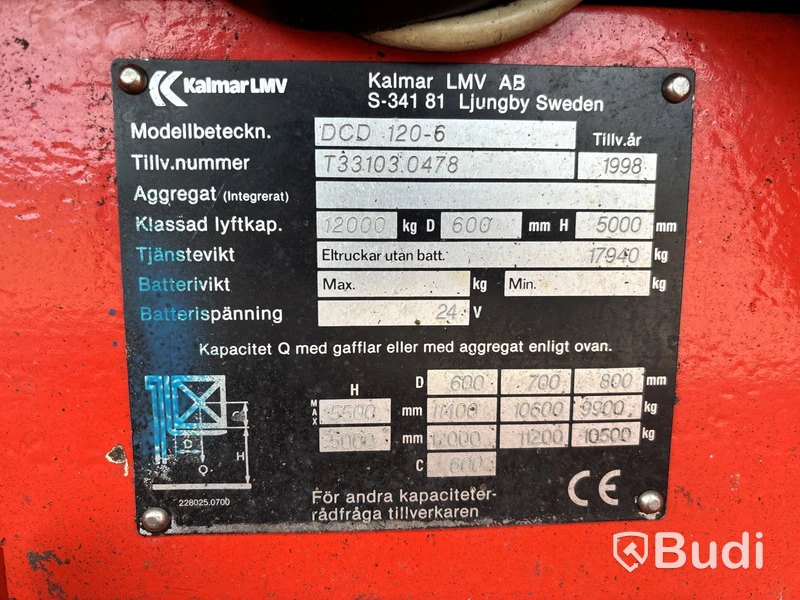 Motviktstruck Kalmar DCD 120-6 | 41675h | 1998