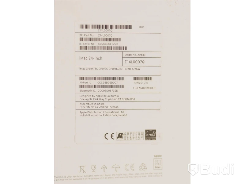 iMac - Apple, 24 tum, M1, 16 GB, 1 TB, Green, inkl tillbehör. i kartong.