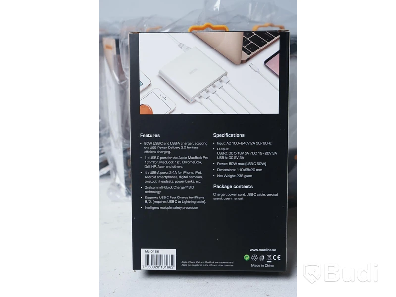 Laddare 10st - MacLine USB-C & USB-A 5-Port Multicharger 80W. Nypris 799kr/st