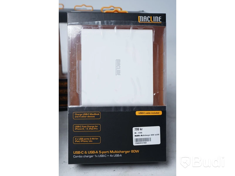 Laddare 13st - MacLine USB-C Charger 90W (9st), MacLine USB-C & USB-A 5-Port Multicharger 80W (4st)