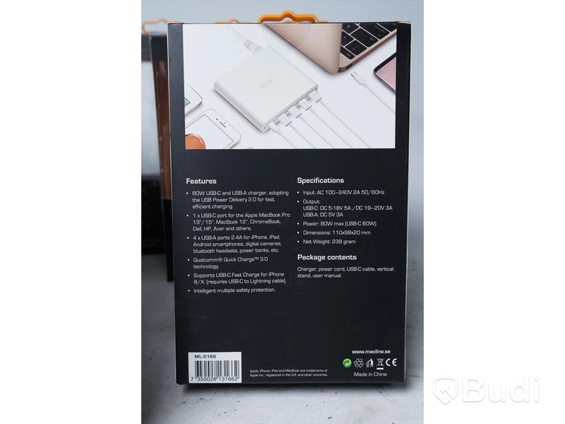 Laddare 13st - MacLine USB-C Charger 90W (9st), MacLine USB-C & USB-A 5-Port Multicharger 80W (4st)