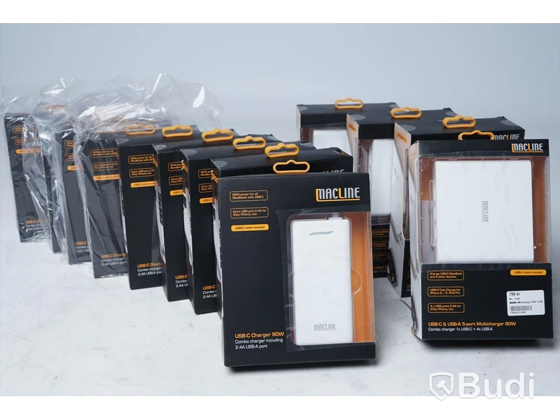 Laddare 13st - MacLine USB-C Charger 90W (9st), MacLine USB-C & USB-A 5-Port Multicharger 80W (4st)