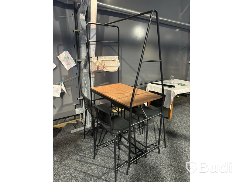 2 st Bord med förvaringsställning & 4 st stolar