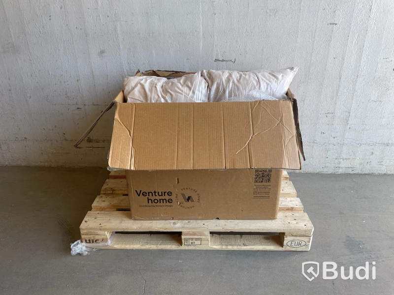 Loungeset Venture home, Messina, svart med beiga kuddar