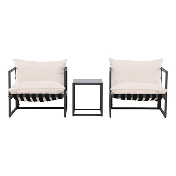 (NY) Loungeset Venture home, Messina, svart med beiga kuddar