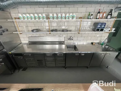 Rostfri Arbetsbänk - 3900x700x900 mm - 1 st diskho 500x400x250 mm med silhink och kulve  Ord pris 82.361 kr inköpt 2022