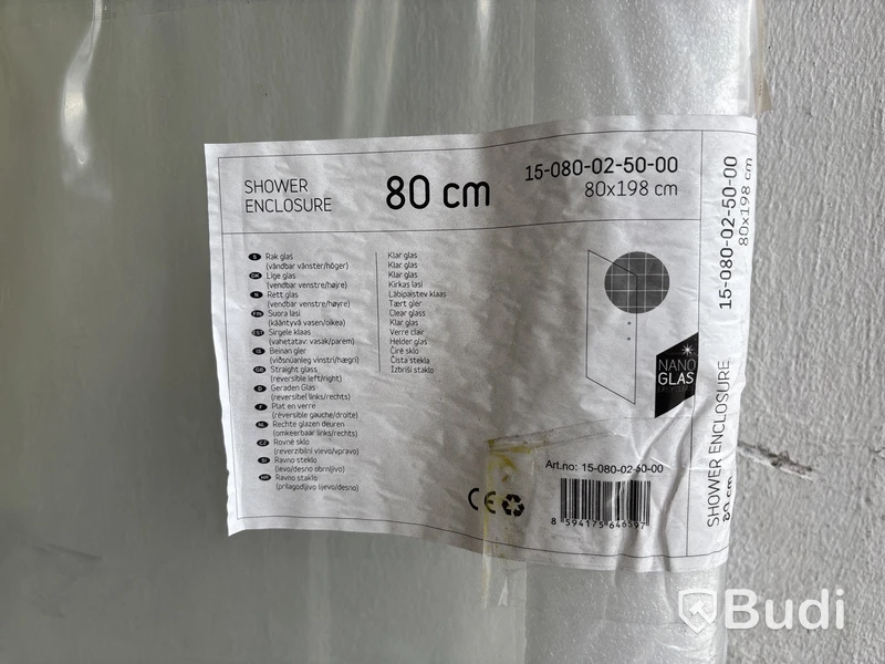 Glasskiva, profil och handtag till duschdörr, Camargue