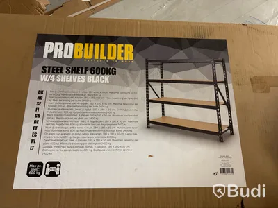 STÅLHYLLA PROBUILDER 4 HYLLOR 600KG SVART