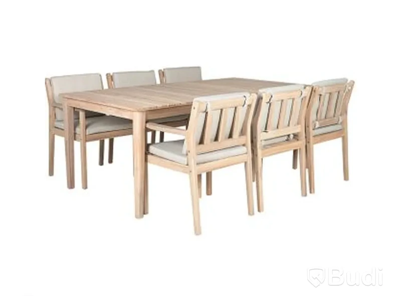 MATGRUPP SUNFUN INGMARSÖ ACACIA BORD + 6 STOLAR NATUR/BEIGE + DYNOR