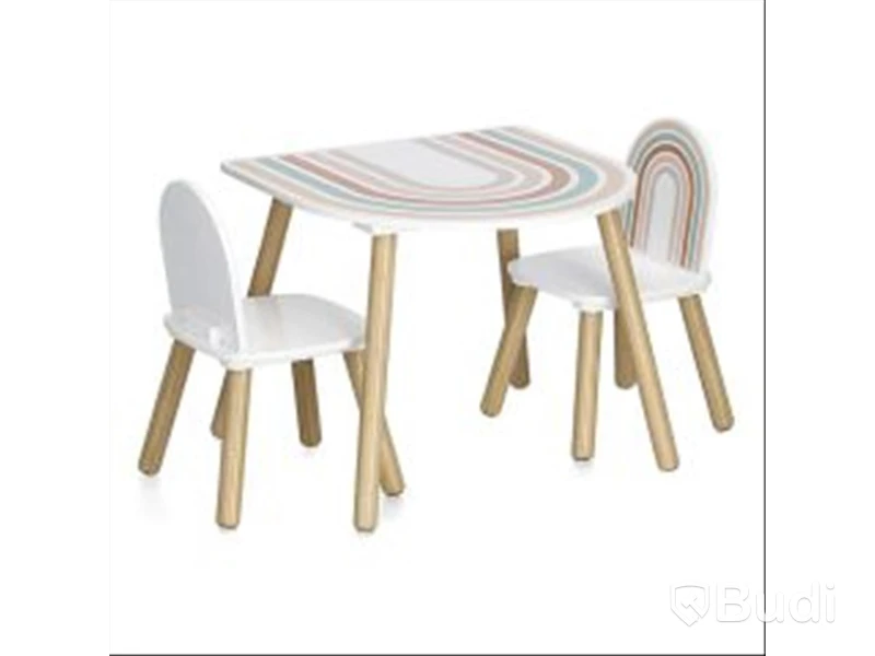 BORD MED STOLAR FÖR BARN, ZELLER, REGNBÅGE, FURU