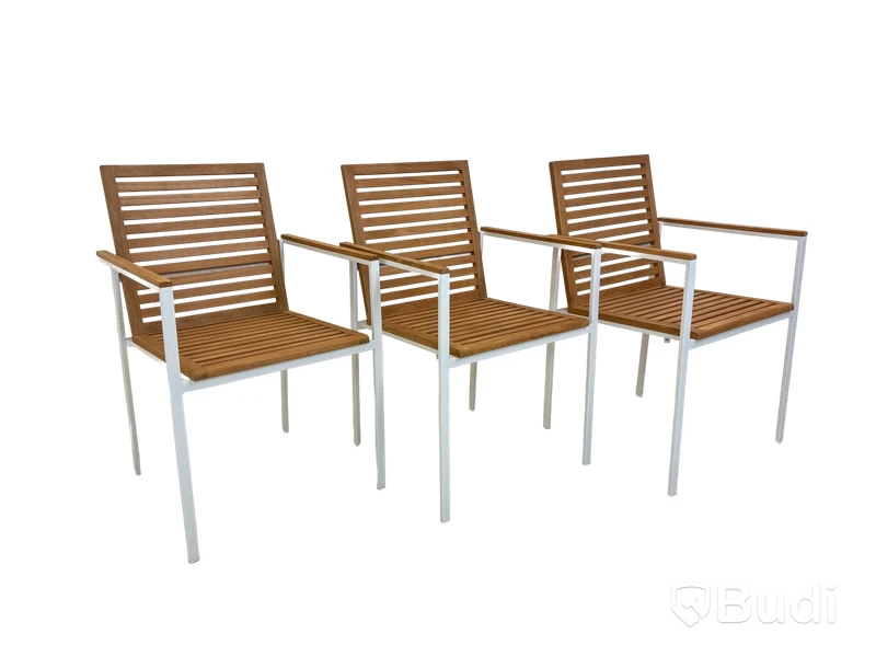 3 st. Stolar Ekeby, Teak Sensum, vit, 2023, stapelbara