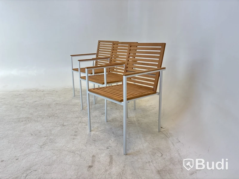 3 st. Stolar Ekeby, Teak Sensum, vit, 2023, stapelbara