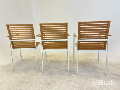 3 st. Stolar Ekeby, Teak Sensum, vit, 2023, stapelbara