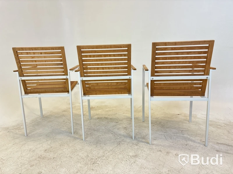 3 st. Stolar Ekeby, Teak Sensum, vit, 2023, stapelbara