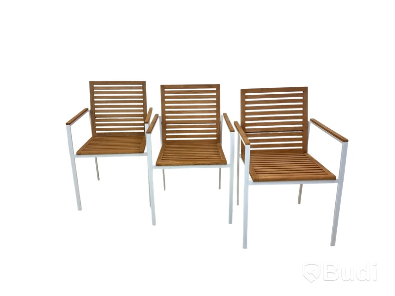 3 st. Stolar Ekeby, Teak Sensum, vit, 2023, stapelbara