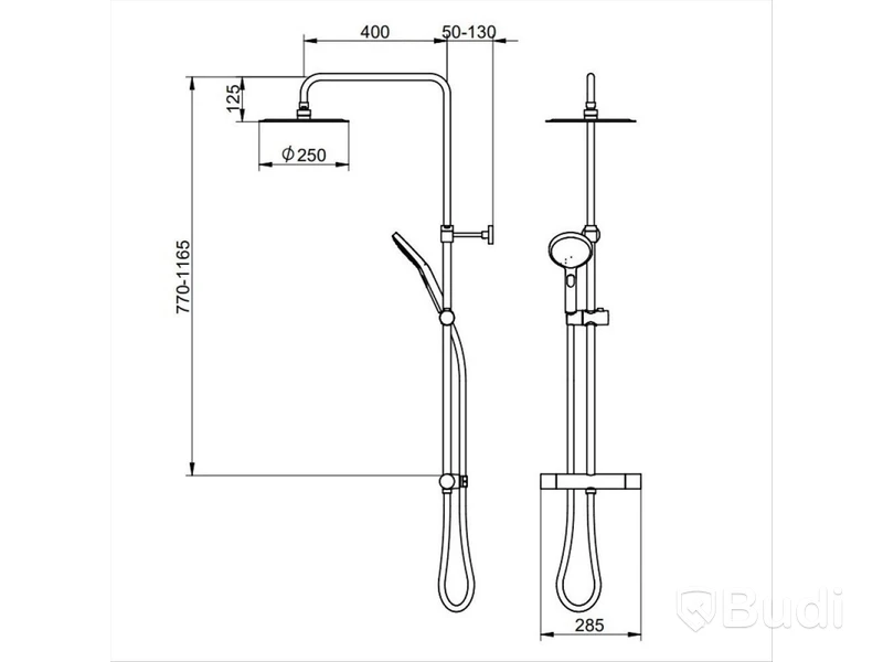TAKDUSCHSET GUSTAVSBERG SKANDIC SQUARE SVART CC160