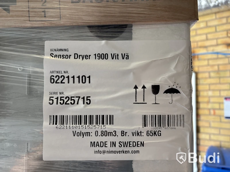TORKSKÅP NIMO SENSOR DRYER 1900 VÄNSTER VIT