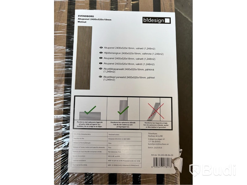 4 st. AKUSTIKPANEL B!DESIGN SVENDBORG VALNÖT 2400X520X18 MM