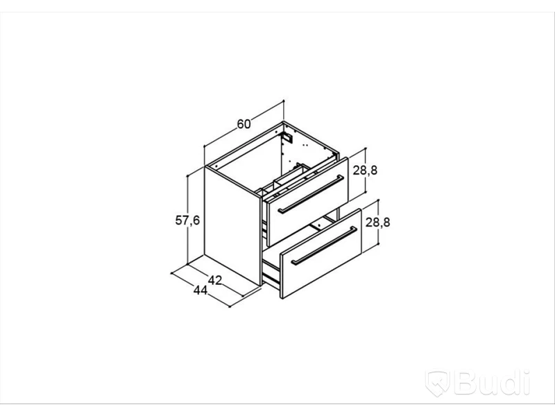 TVÄTTSTÄLLSSKÅP SCANBAD MULTO 2 LÅDOR VIT HÖGBLANK 60 CM