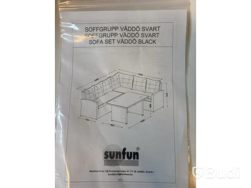 SOFFGRUPP SUNFUN, VÄDDÖ, KONSTROTTING, SVART
