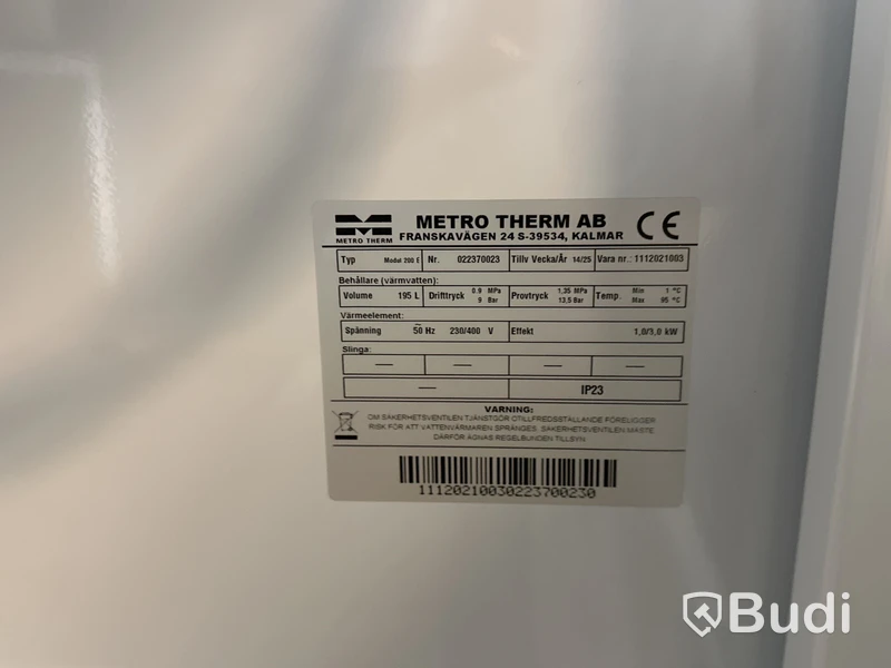 VARMVATTENBEREDARE METRO THERM MODUL 200 E