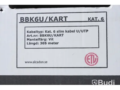 Nätverkskablar - Kat. 6 slim kabel U/UTP 305m 2 st.