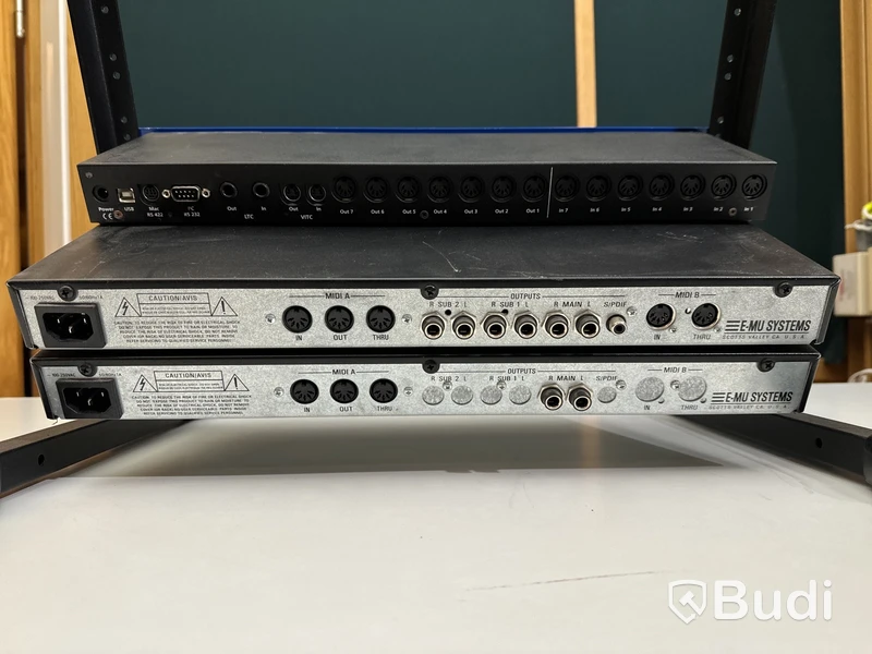 Studiorack med 3 st. Moduler - E-MU Orbit 3, E-MU MO'PHATT och Emagic Unitor 8