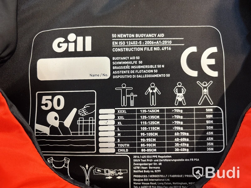 Flytväst Gill, Pro race, 50 Newton Buoyancy Aid, stl. XL