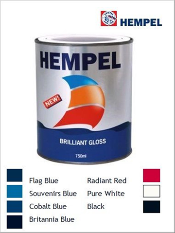 (NY) 4 st. Båtfärg Hempel Brilliant Gloss Black 19990, 750 ml