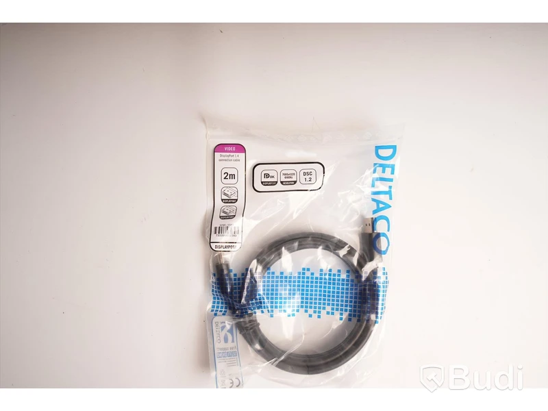 Displayport 1.4, 2m, 15st. Deltaco. Ny, Obruten förpackning.