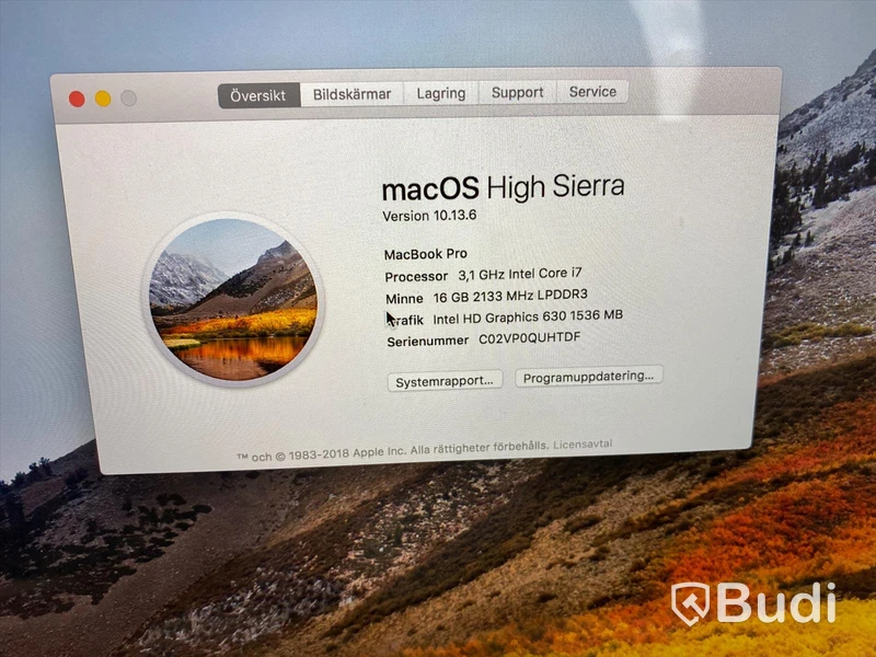 Macbook 15 tum RETINA 3.1 GHz, 16 GB RAM, 2 TB HD