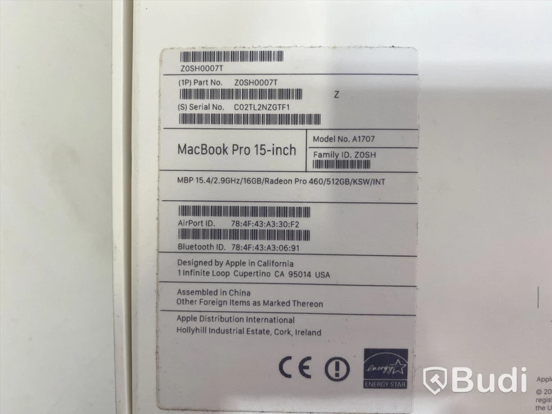 Macbook 15 tum RETINA 3.1 GHz, 16 GB RAM, 2 TB HD