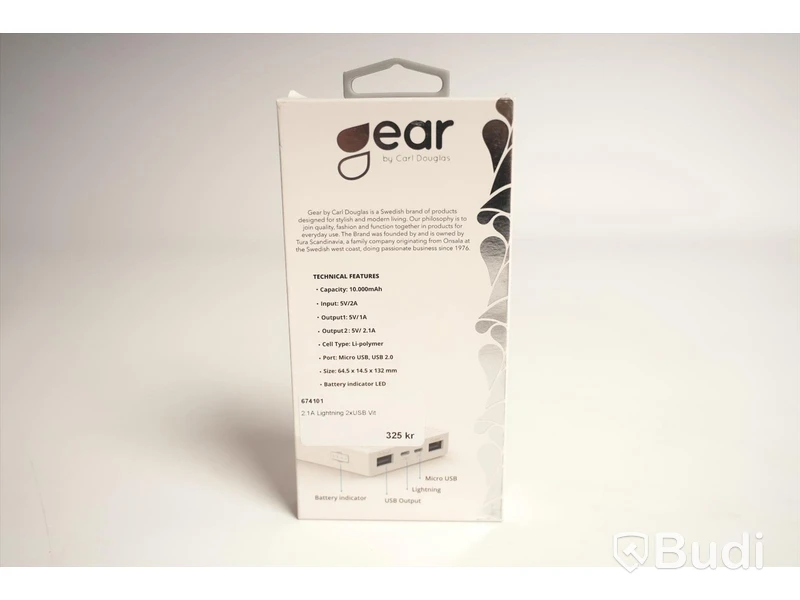Power bank - 2 st. Gear by Carl Douglas, 10.000 mAh. Ny, Obruten förpackning.
