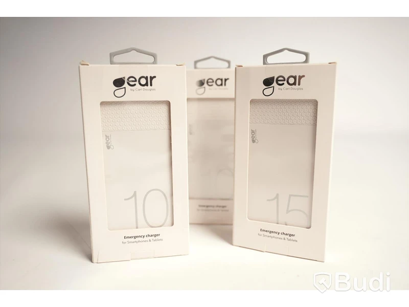 Power bank - 3 st. Gear by Carl Douglas, 2 st. 10.000 mAh & 1 st. 15.000 mAh. Ny, Obruten förpackning.