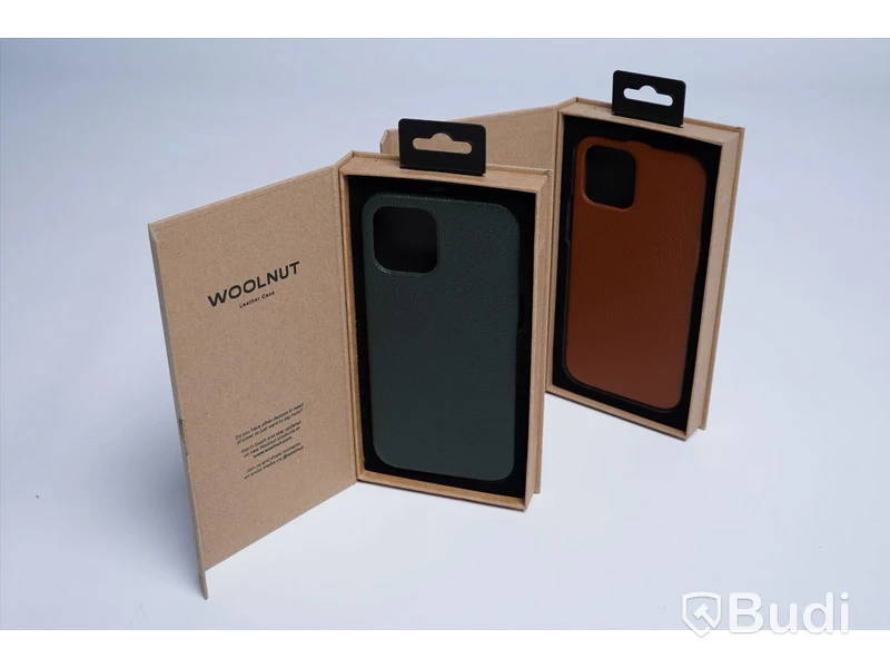 Mobilskal - 2 st. Woolnut, Leather case, iPhone 12 Pro Max, Cognac och Green. Ny, Obruten förpackning.
