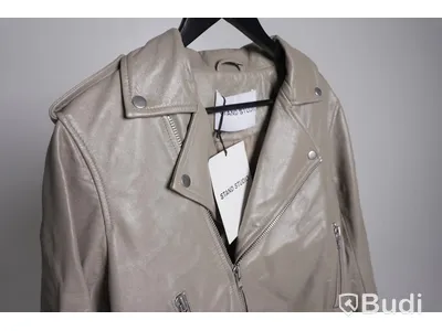 Skinnjacka - Stand Studio Nina Biker, Sandstone beige, Strl. 40, Unisex, lammskinn nappa. Ny.